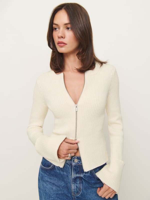 Ryan Cotton Zip Sweater - Gossamer